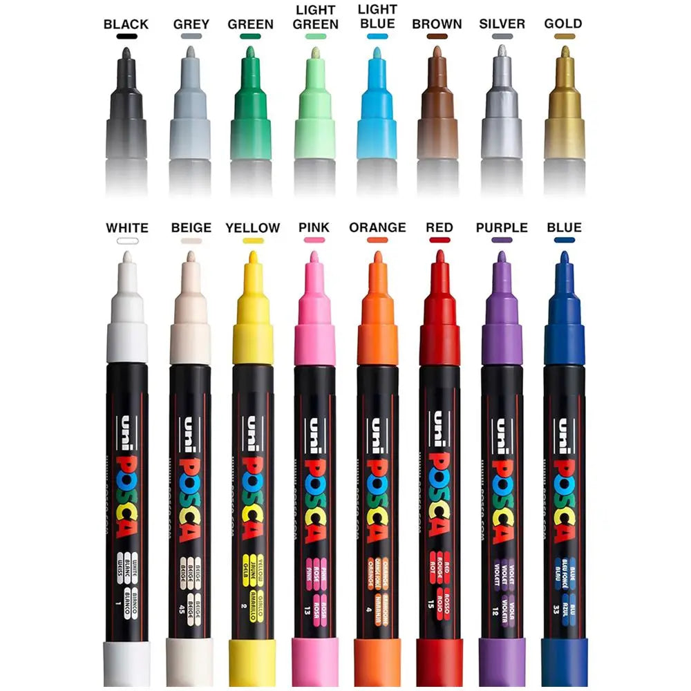 POSCA - 16 pièces Marqueurs pointes fines