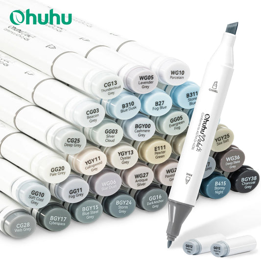 OHUHU Feutres à Alcools Gris 36 couleurs