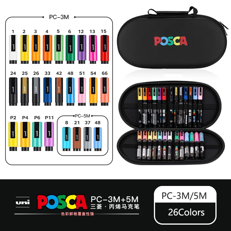 POSCA - Lots de plusieurs Marqueurs et sa pochette de protection