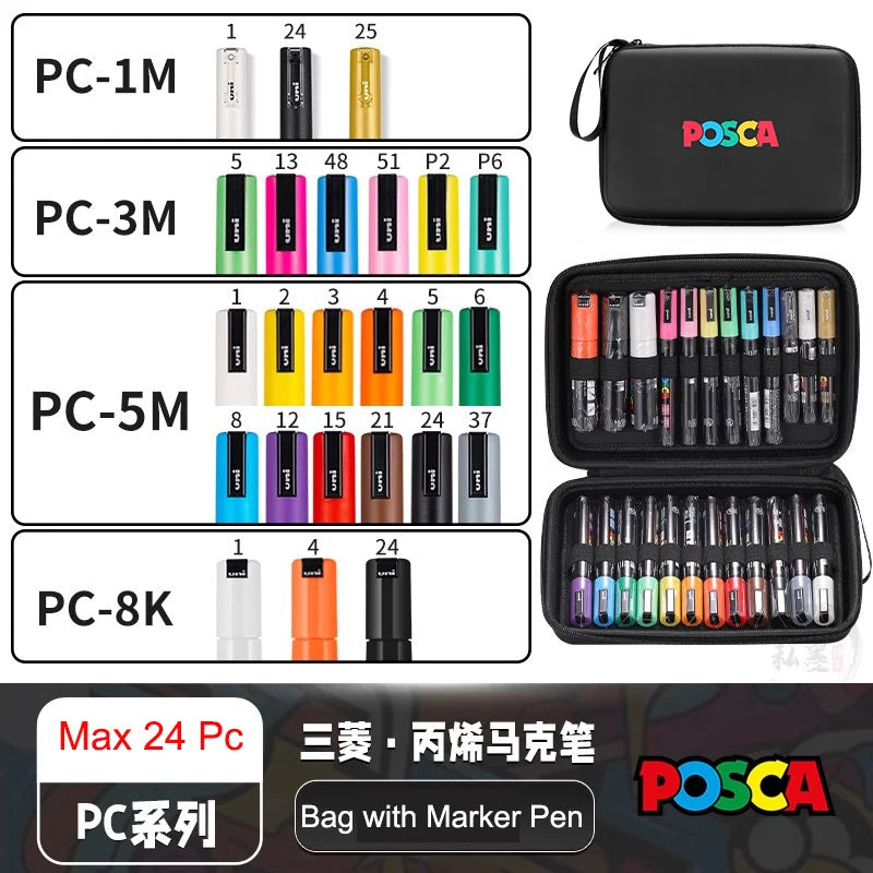 POSCA - Lots de plusieurs Marqueurs et sa pochette de protection